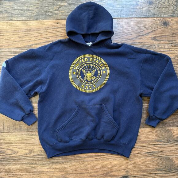Vintage U.S. Navy Hoodie M.J. Soffe XL Made in USA Military Sweatshirt 80s 90s - Picture 1 of 8